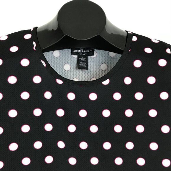 Jennifer Lauren Polka Dot Fit and Flare Dress Women's Plus Size 1X Stretch - Picture 3 of 10